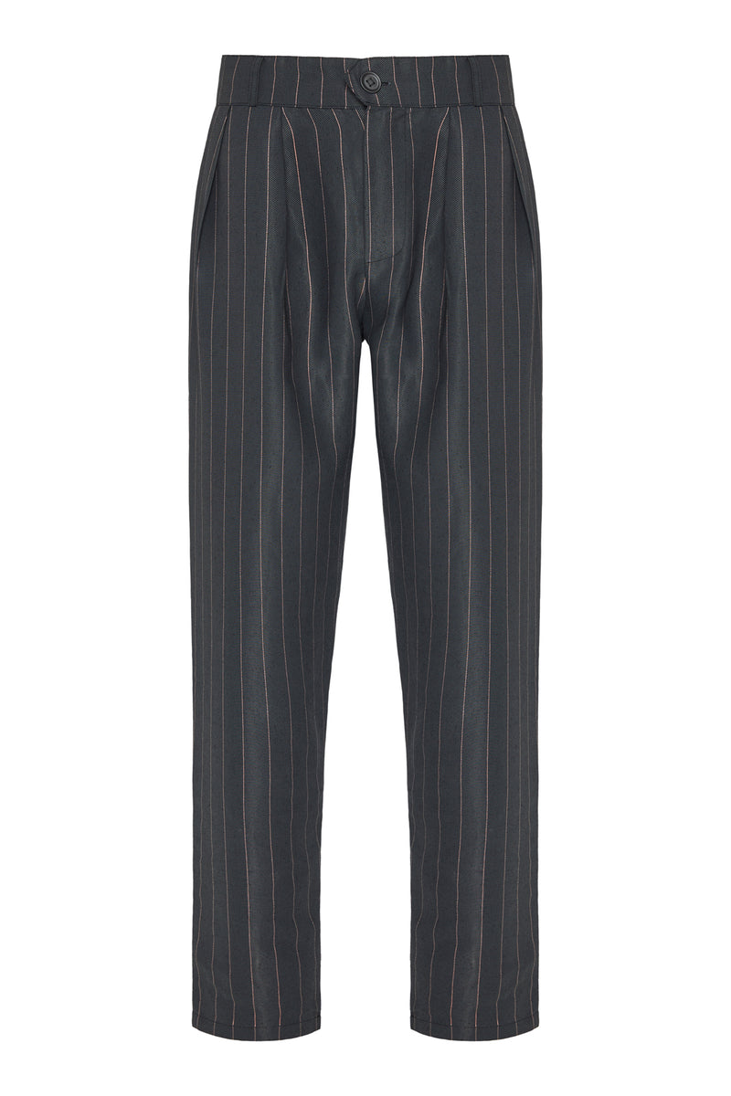 Avalino Flat Front Pants, Charcoal Pinstripe - Mens pinstripe suit pants –  Ackermann's Apparel