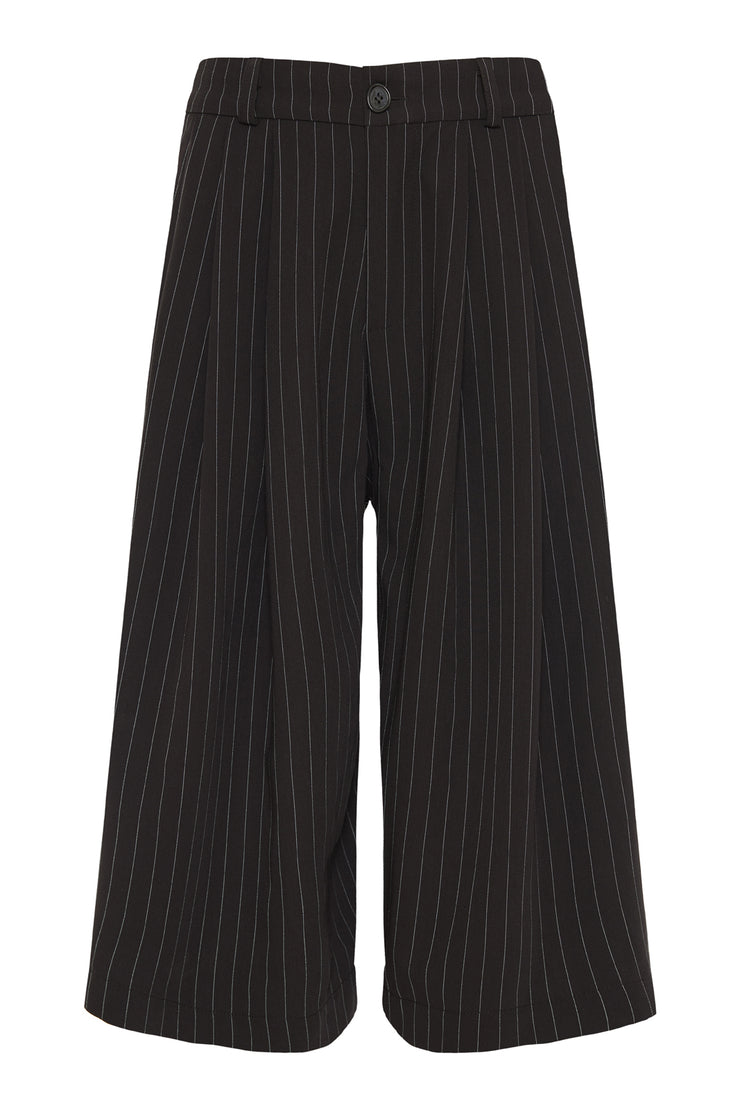 Kuss Cropped Pants Striped Black