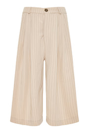 Kuss Cropped Pants Striped Beige