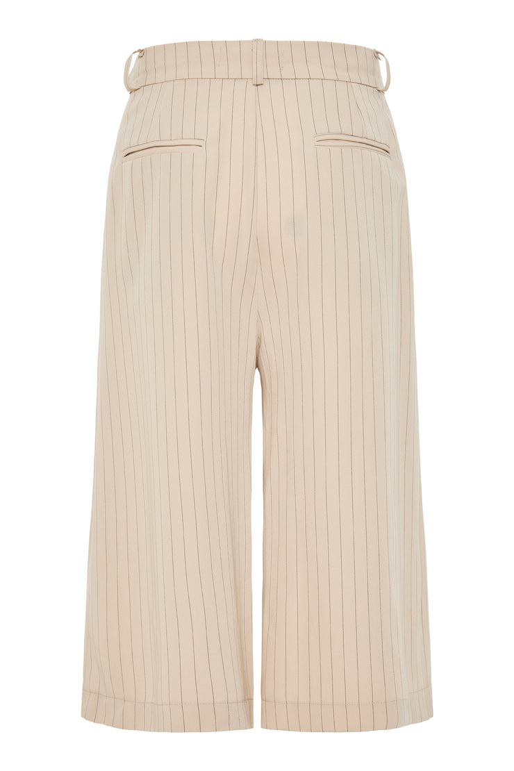 Kuss Cropped Pants Striped Beige