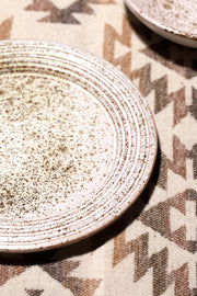 Ceramic flat dining plate with stripes