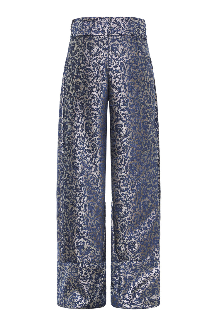 Sergio Pants Metallic Blue Patterned