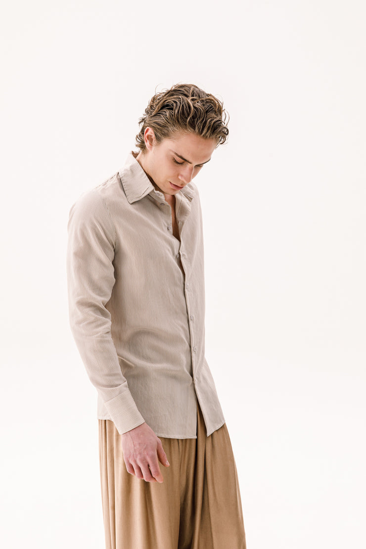 Fabio Shirt Striped Beige