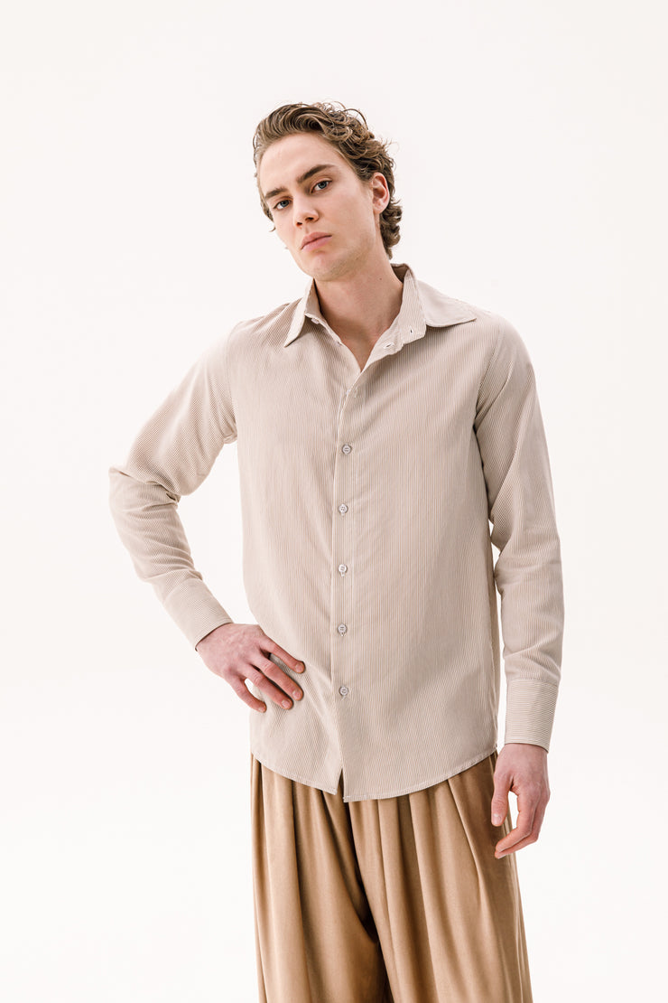 Fabio Shirt Striped Beige