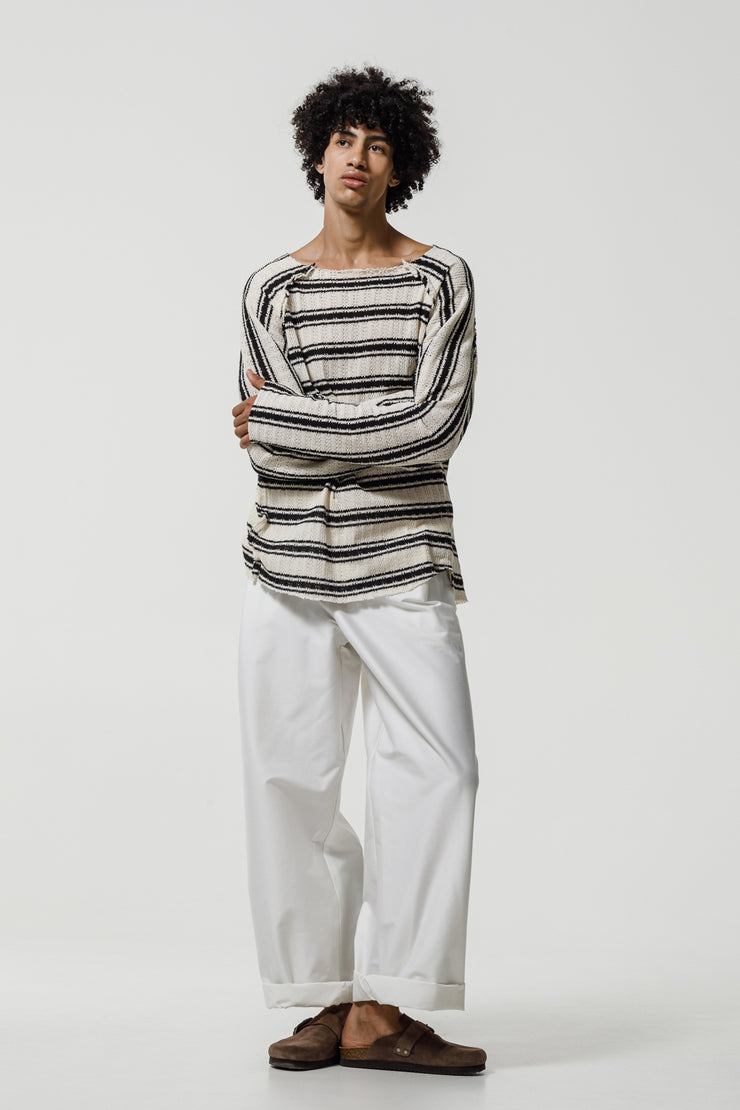Delta Sweater Striped White