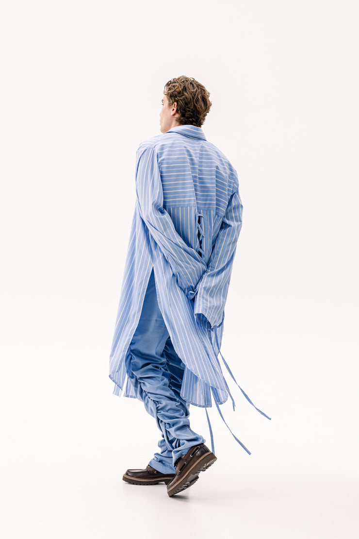 Echelon Long Shirt Striped Blue