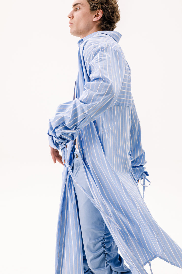 Echelon Long Shirt Striped Blue