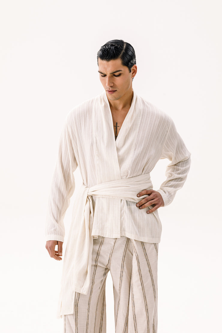 Arco Wrap Shirt Ecru