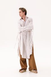 Echelon Long Shirt Striped Beige