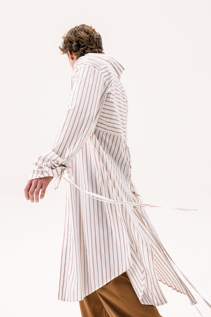 Echelon Long Shirt Striped Beige