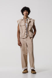 Hadrian Sleeveless Jacket Beige