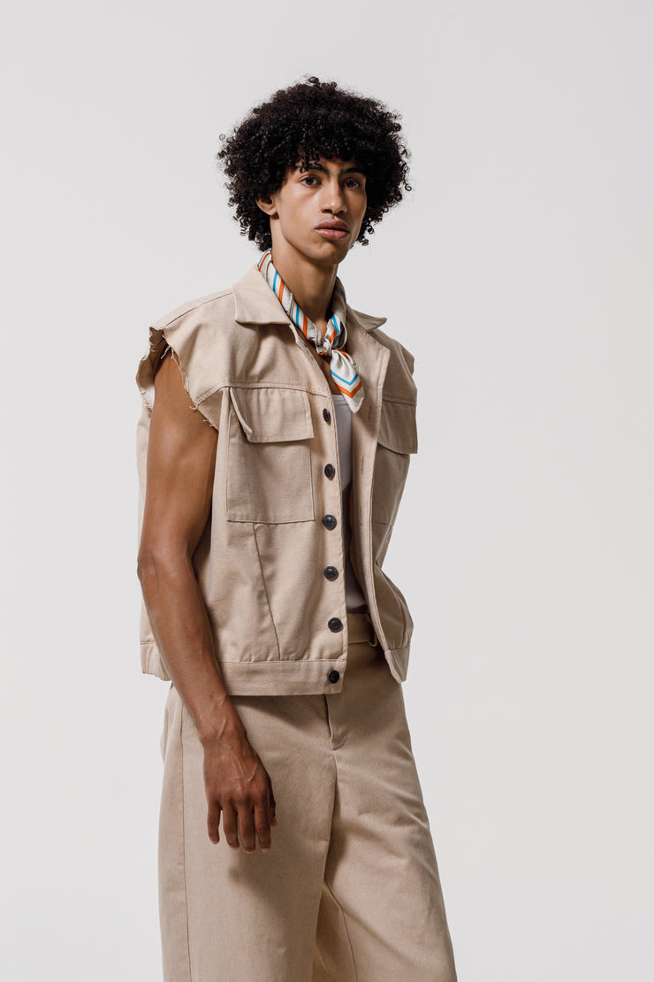 Hadrian Sleeveless Jacket Beige