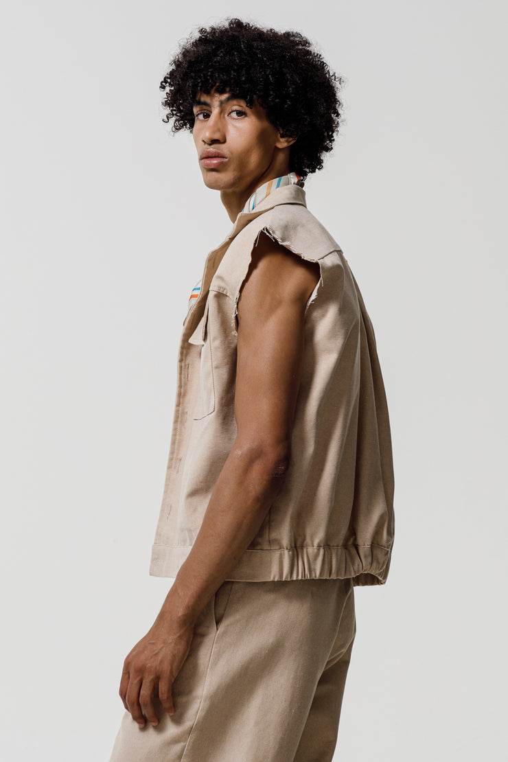 Hadrian Sleeveless Jacket Beige