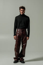 Bellaqua Eco Leather Pants Animal Bordeaux
