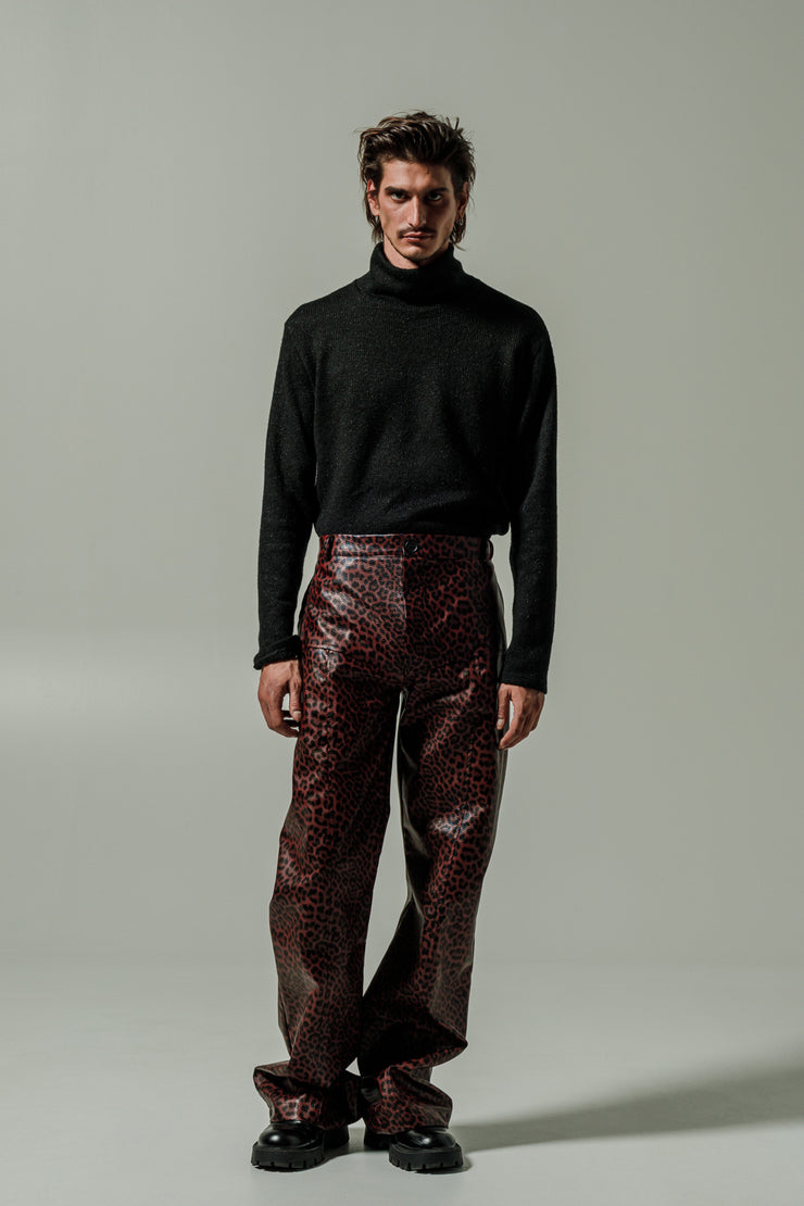 Bellaqua Eco Leather Pants Animal Bordeaux