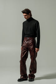 Bellaqua Eco Leather Pants Animal Bordeaux