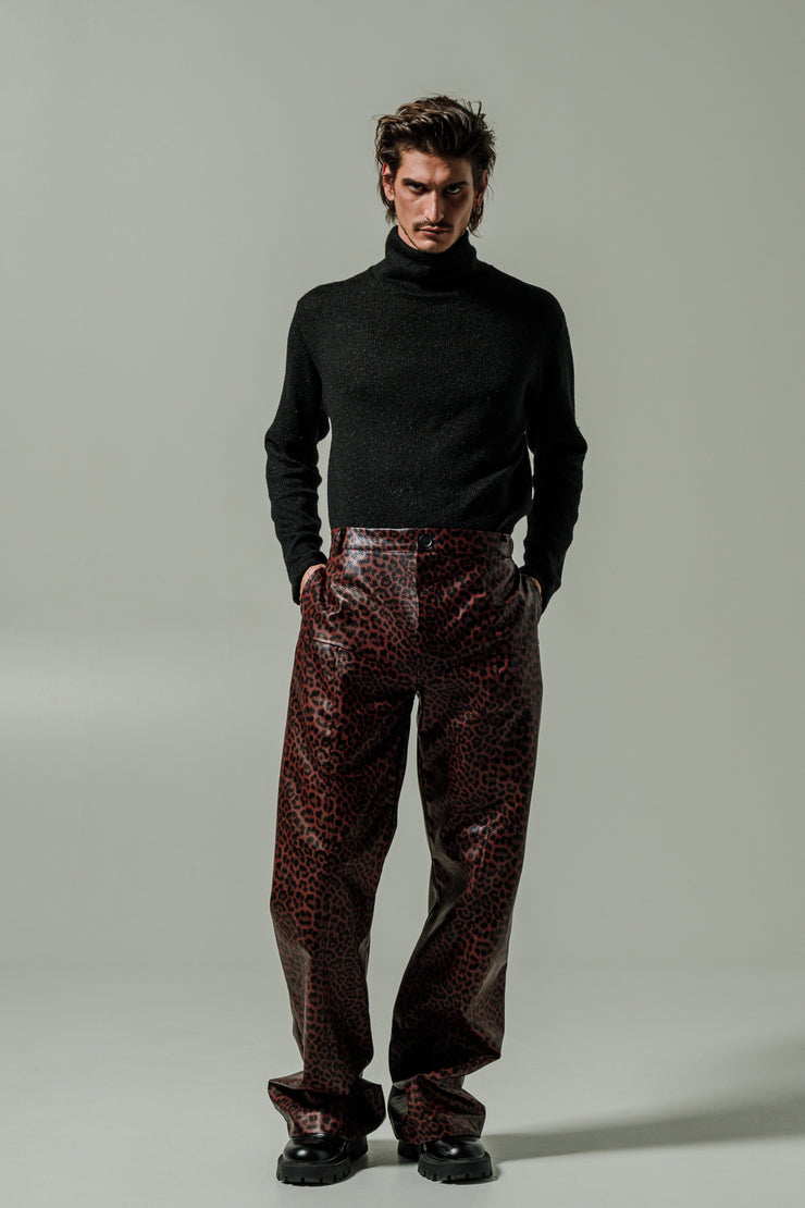 Bellaqua Eco Leather Pants Animal Bordeaux