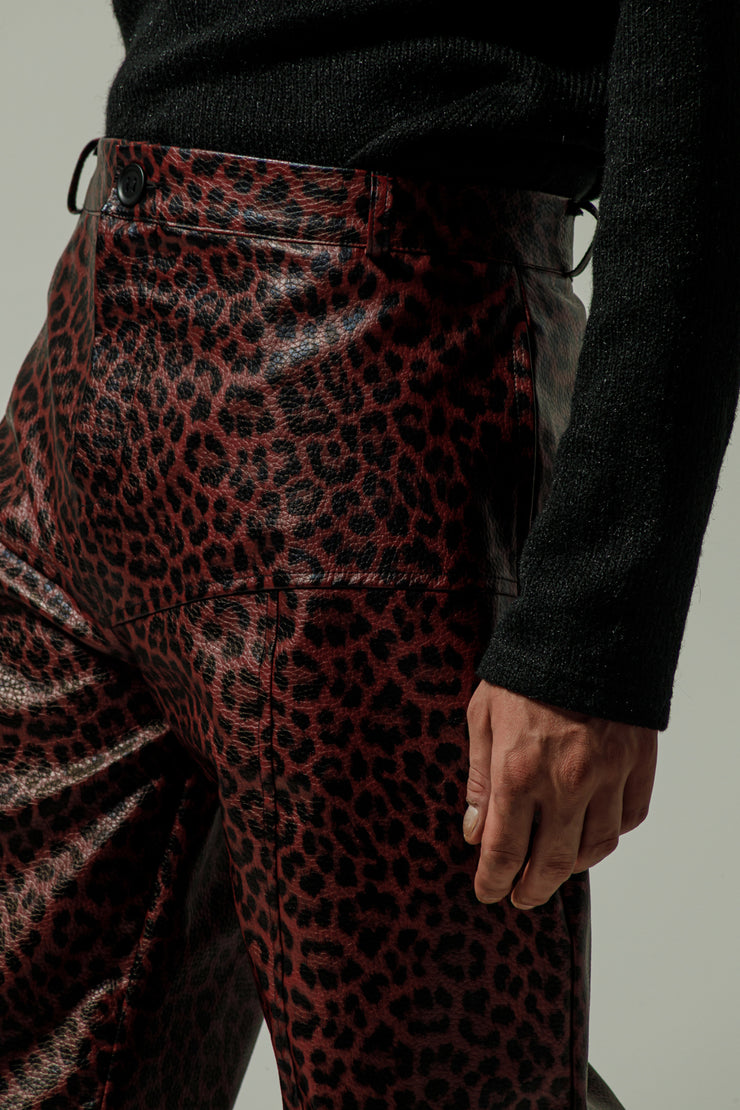 Bellaqua Eco Leather Pants Animal Bordeaux