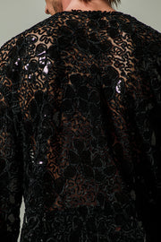 Tan Sequined Shirt Black