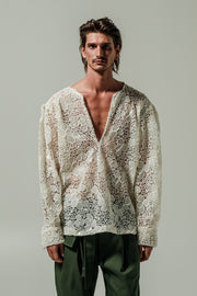 Tan Sequined Shirt Ecru