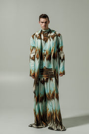 Arno Coat Printed Cyan