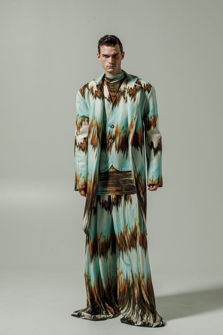 Arno Coat Printed Cyan
