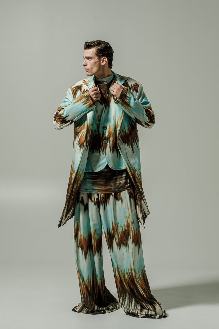 Arno Coat Printed Cyan