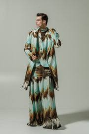 Arno Coat Printed Cyan