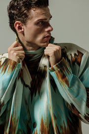 Arno Coat Printed Cyan