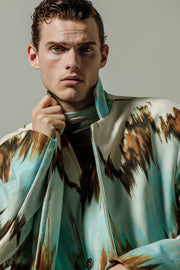 Arno Coat Printed Cyan