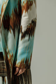 Arno Coat Printed Cyan