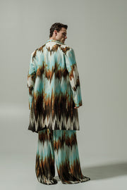 Arno Coat Printed Cyan