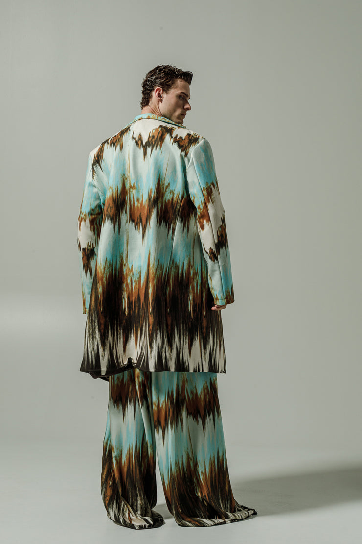 Arno Coat Printed Cyan