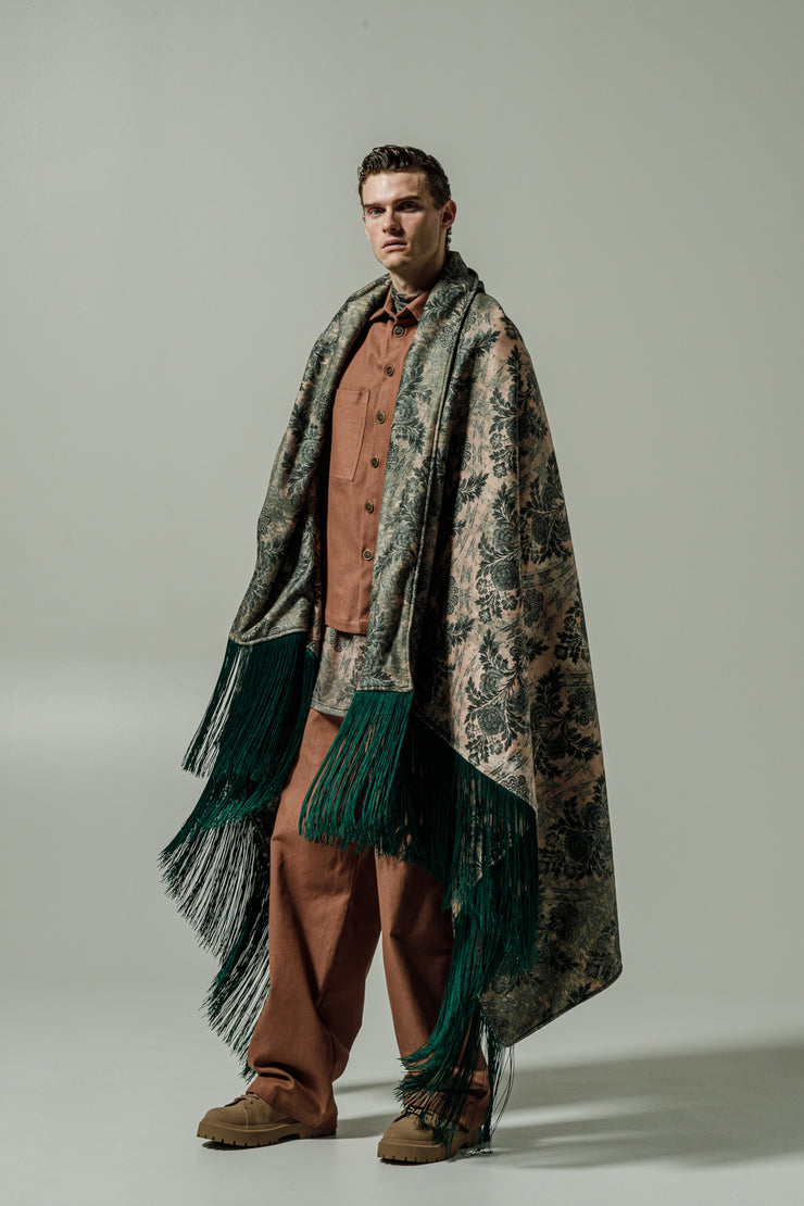 Aer Blanket Scarf Dusty Pink & Green