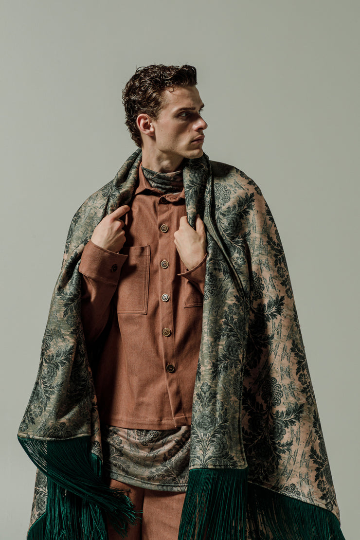 Aer Blanket Scarf Dusty Pink & Green