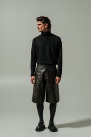 Viaggio Shorts Eco Leather Animal Printed Charcoal