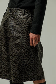 Viaggio Shorts Eco Leather Animal Printed Charcoal