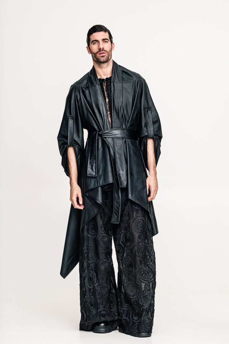 Hmong Kimono Eco Leather Black
