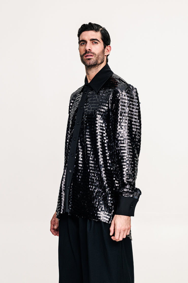 Fete Sequined Shirt Black