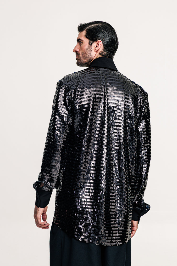 Fete Sequined Shirt Black