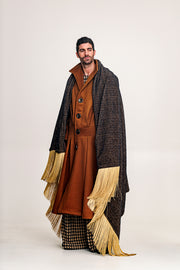 Aer Blanket Scarf Printed Beige