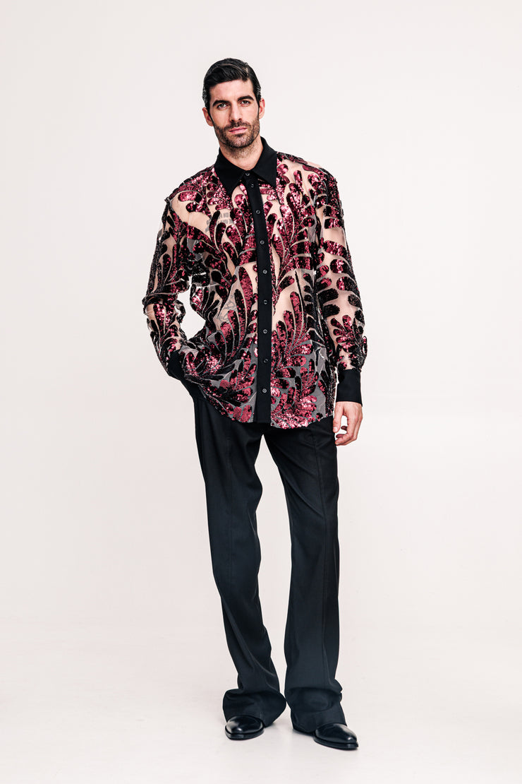 Fete Sequined Shirt Bordeaux