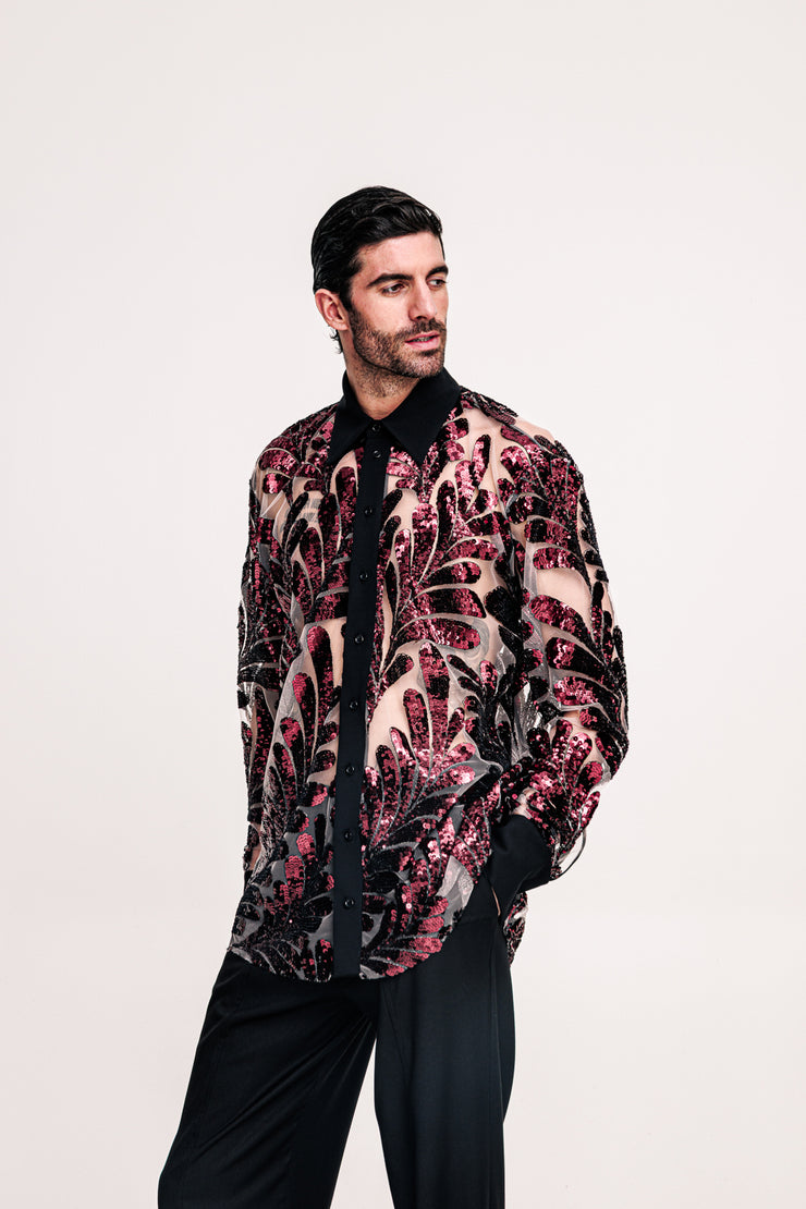 Fete Sequined Shirt Bordeaux