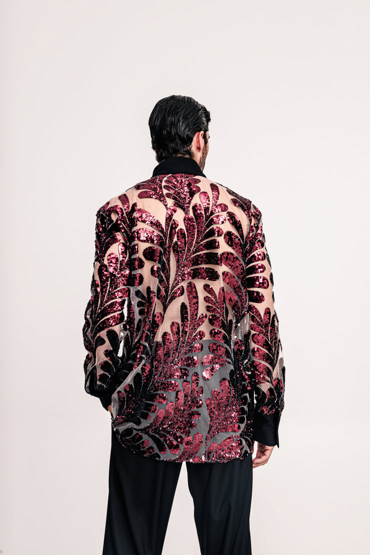 Fete Sequined Shirt Bordeaux