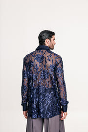 Fete Sequined Shirt Blue