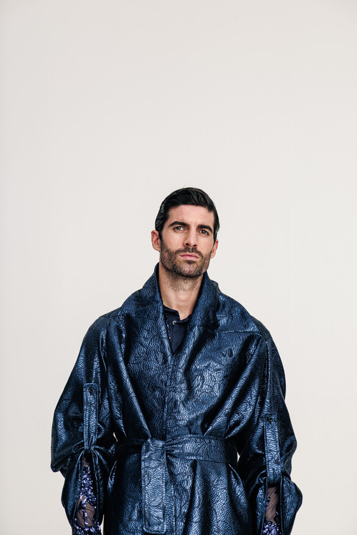 Hmong Kimono Brocade Blue