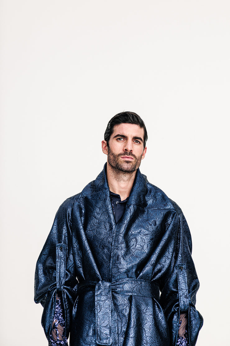 Hmong Kimono Brocade Blue