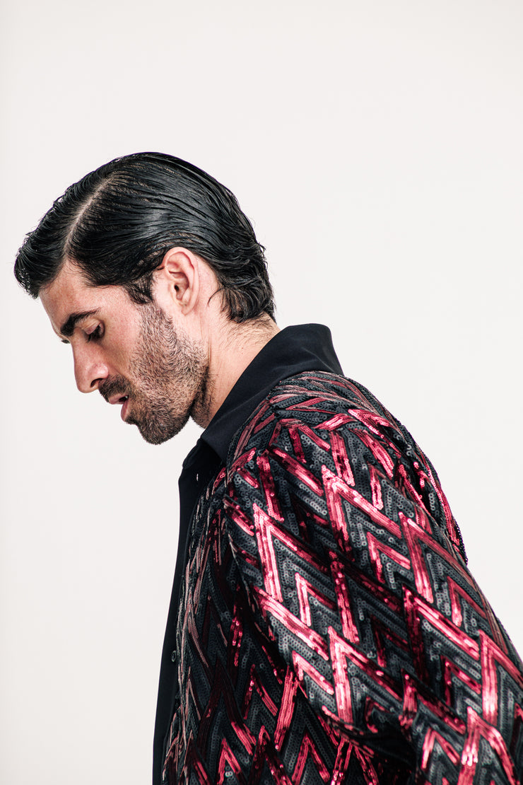 Fete Sequined Shirt Red