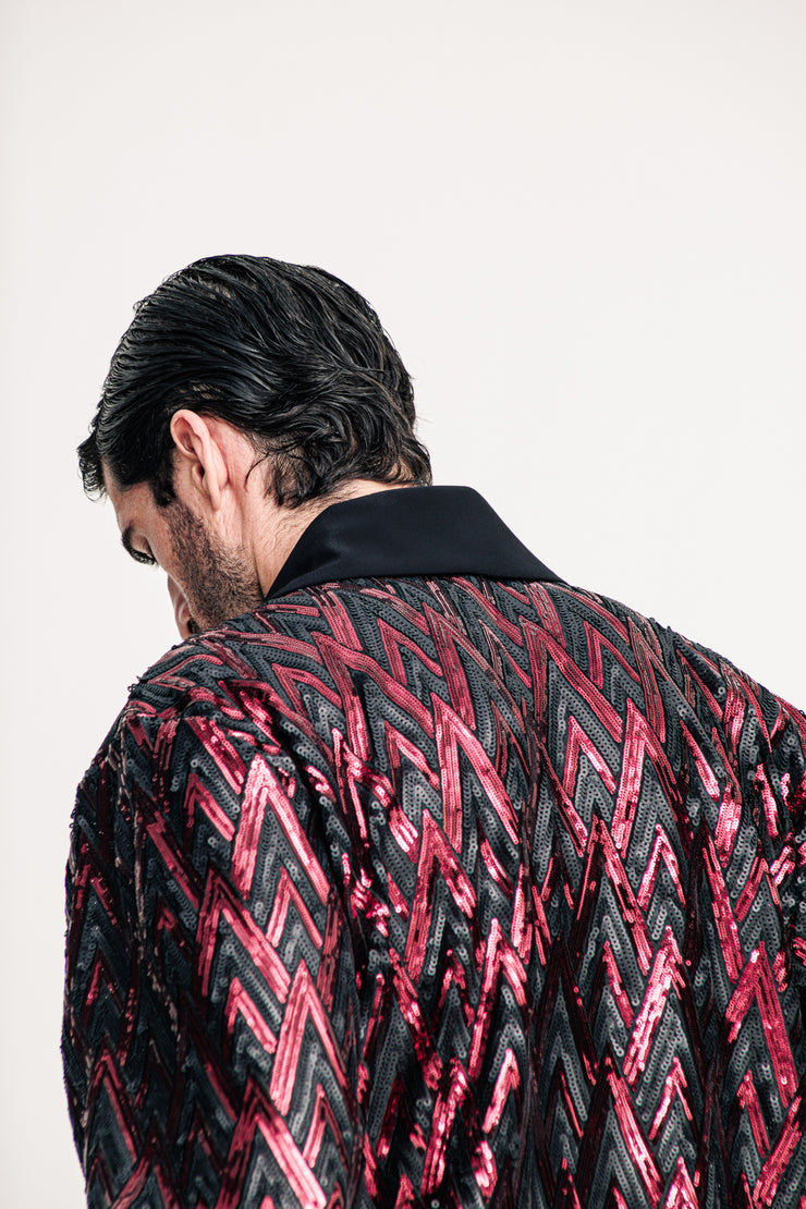 Fete Sequined Shirt Red