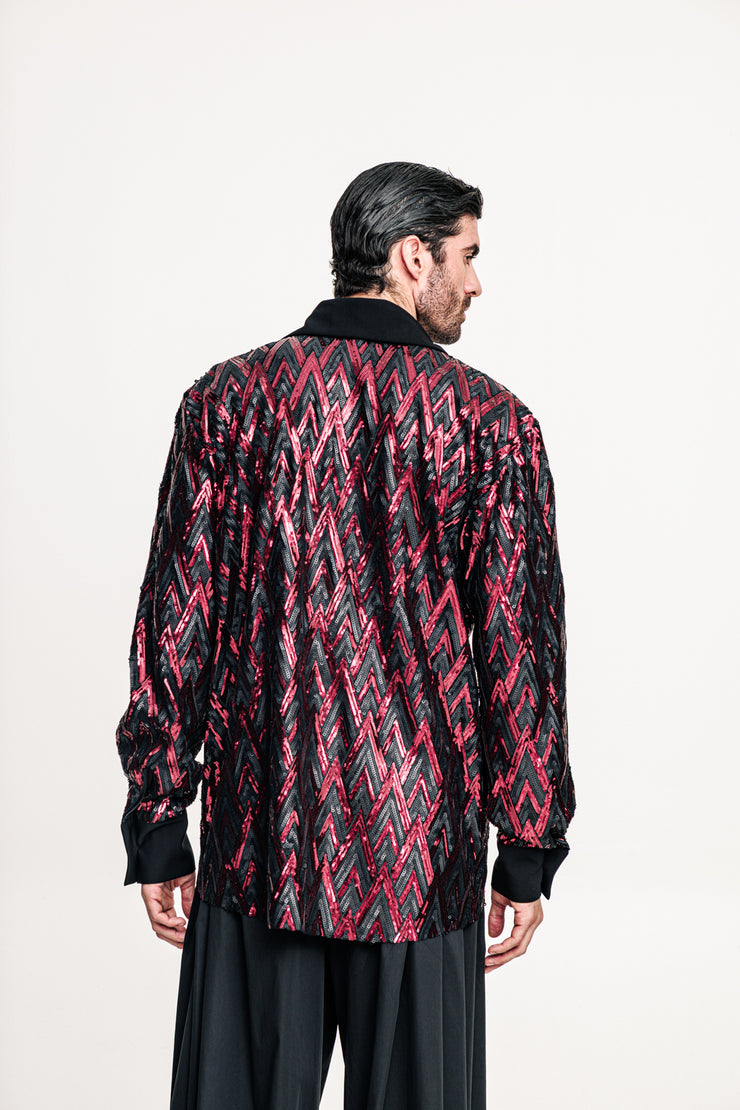 Fete Sequined Shirt Red